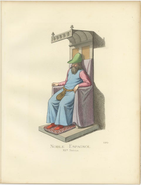 Antique Print of a Spanish Nobleman, 15th Century, by Bonnard, 1860, view 3