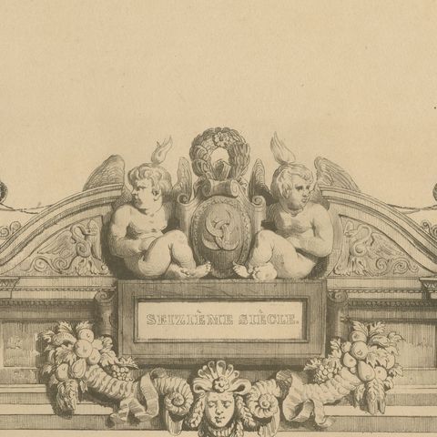 Henri III French Court Costume, Royal Couple Costume Lithograph, 1847, close-up 1