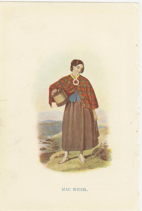 Set of 4 Original Antique Prints of Costumes of the Clans of Scotland 'Women', view 3