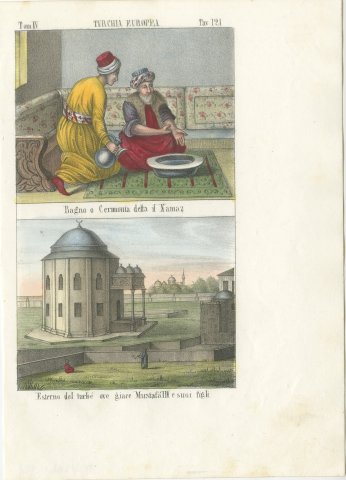 Namaz Ablution and the Tomb of Sultan Mustafa III, Hand Colored, 1842, view 2