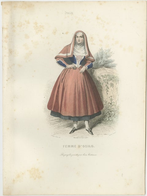 Set of Three Antique Italian Women Folk Costume Engravings, circa 1850, view 3