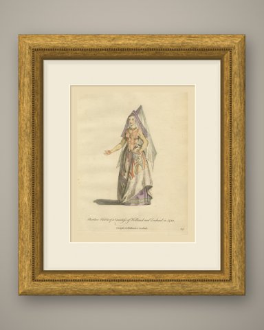 Countess of Holland and Zealand in 1480 with a Veiled Headdress, Jefferys, 1757, shown framed