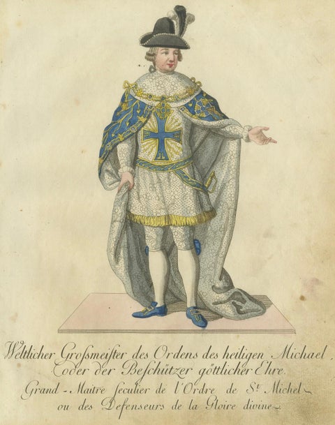 Grand Master of the Order of St. Michael in Ceremonial Attire, 1791 Engraving, close-up 3