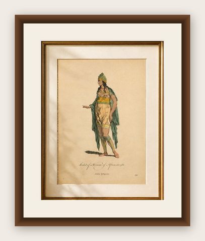 Habit of a Woman of Africa in 1581, Early Ethnographic Costume Engraving, 1749, shown framed