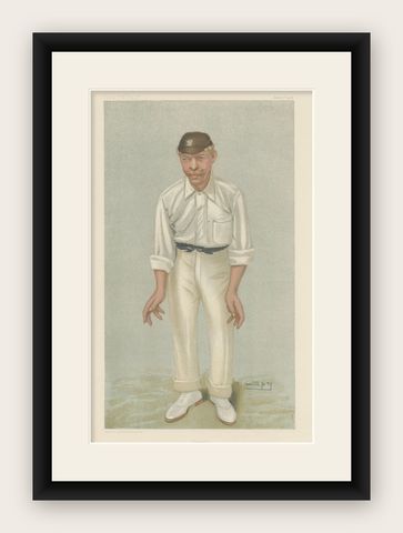 The Steady Batsman: Robert 'Bobby' Abel in Vanity Fair 1902 by 'Spy', shown framed
