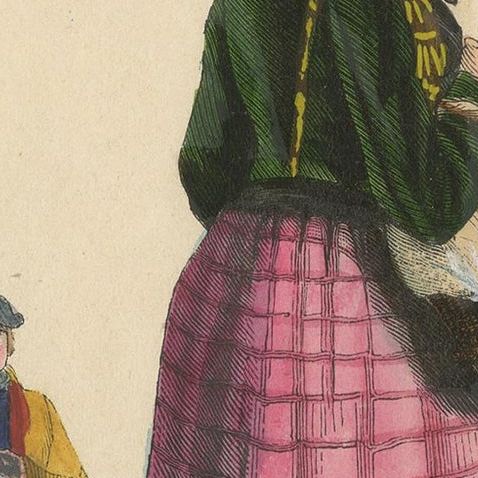 Antique Costume Print of a Peasant of Wenden and Lady of Altenburg by Wahlen, close-up 1