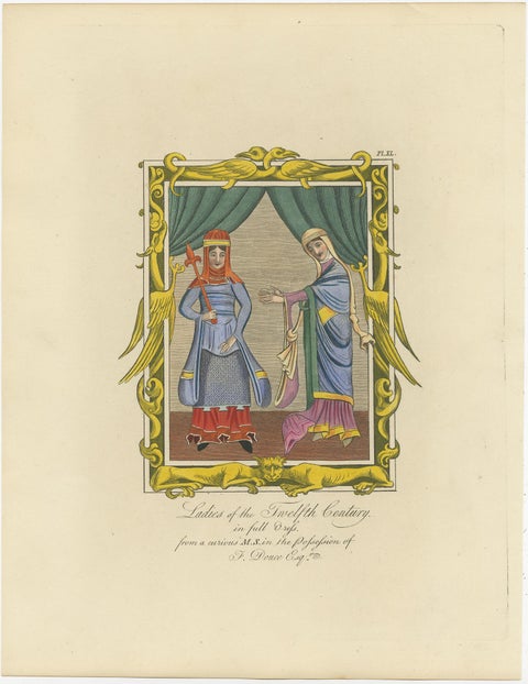 Set of four Antique Prints of English Costumes by Strutt '1862', view 2