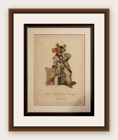 Antique Costume Print, Bashaw of Caramania, Ottoman Figure, 1749, shown framed