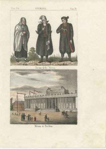 Bohemians of Silesia and the Museum in Berlin, Hand Colored Lithograph, 1842, view 2