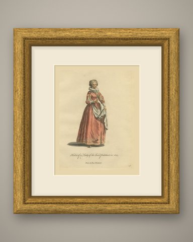Lady of the Lower Palatinate in Red Gown and Ruff, Costume of 1643, 1757, shown framed