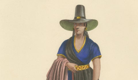 Peruvian Women of Lima, Cheese Seller and Regional Costume, Original 1841, close-up 4