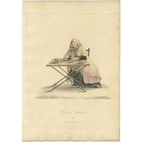 Antique Print of a Fortune Teller Woman of Valenciennes, France, 1817, view 2