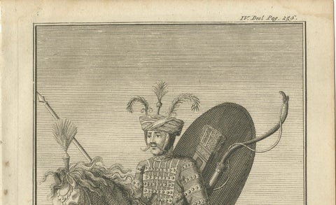 Mounted Persian Soldier, Safavid Military Costume, c.1730, close-up 1
