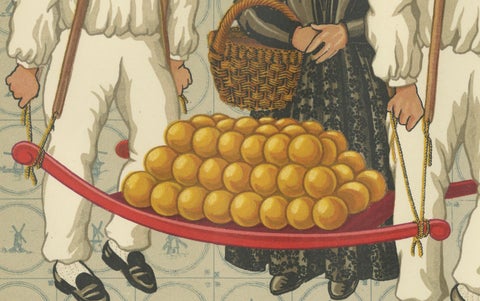 Traditional Market Day Costumes and Cheese Porters of West Friesland, c.1930, close-up 1