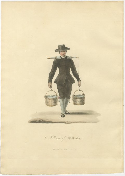Milkman of Rotterdam with his Yoke, Antique Ackermann Print, 1817, view 2