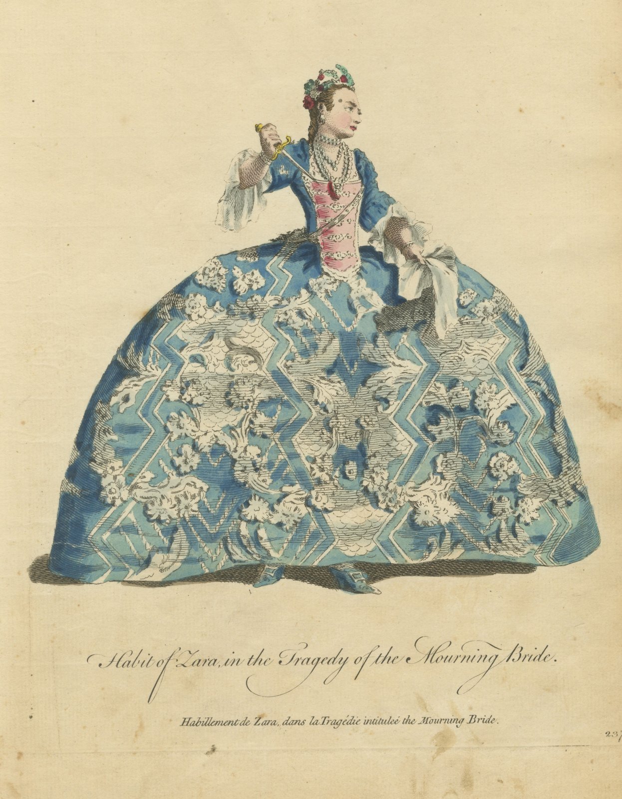 Zara in Congreve's The Mourning Bride, Georgian Stage Costume, Jefferys, 1757