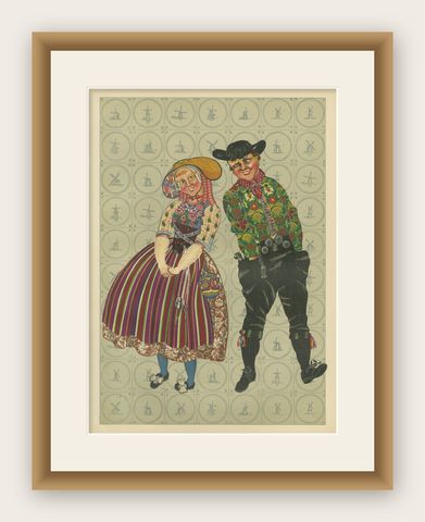 Radiant Festival Dress of South Beveland Couple, ca. 1780–1840, Published 1932, shown framed