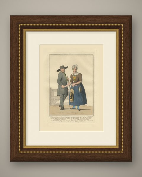 Mennonites of Kampereiland on the Way to Meeting, Dutch Costume, circa 1820, shown framed