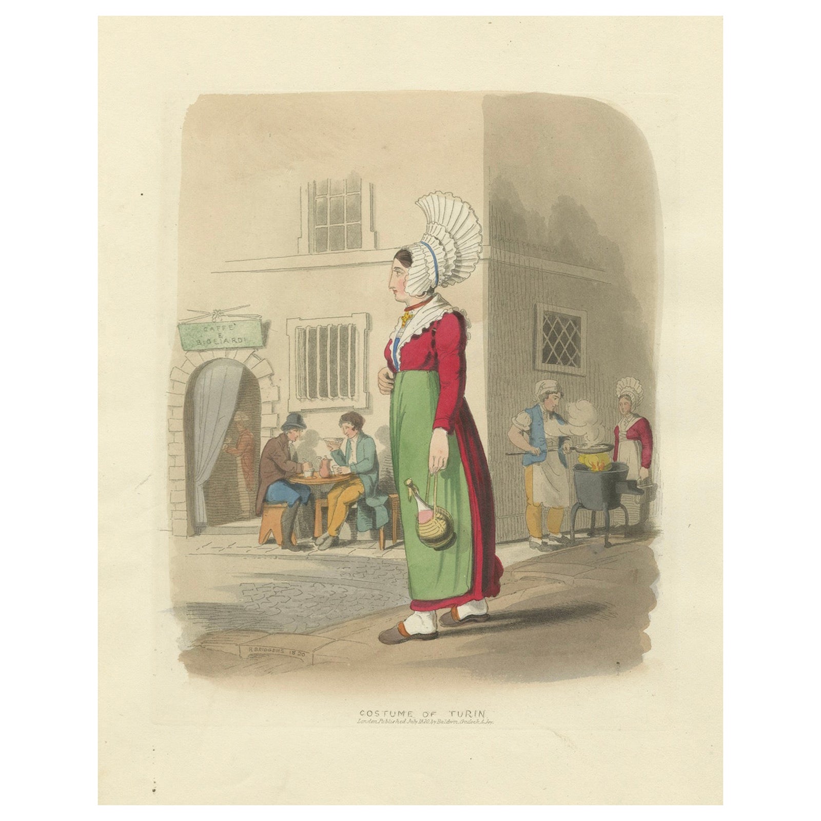 Italian Costume, Woman of Turin in Traditional Dress, 1835
