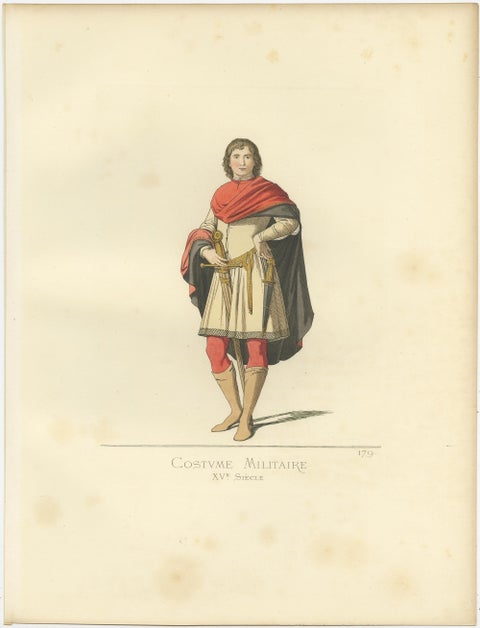 Antique Print of a Military Costume, 15th Century by Bonnard, 1860, view 2