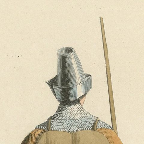 The Mercenary's Garb: Armor and Attire in 'Costume du Moyen Âge, 1847, close-up 5