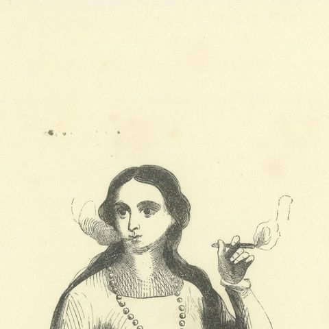 Woman of the Island of Guam, Antique Wahlen Costume Print, 1843-1844, close-up 2