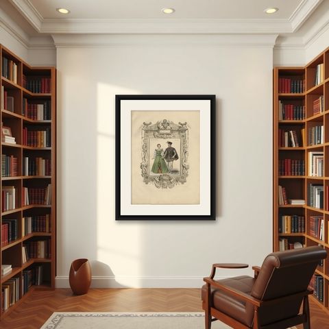 Charles IX French Court Costume, Royal Couple, 1847, shown framed in a room