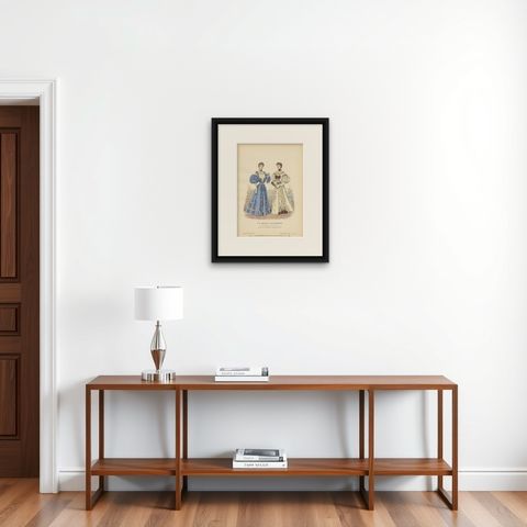 Antique Fashion Print Published by La Mode Illustrée 'No. 15 - 1895', shown framed on a wall