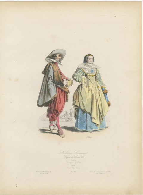 Antique French Costume Prints of Nobles from Lorraine, 1625, Published c.1860, view 3