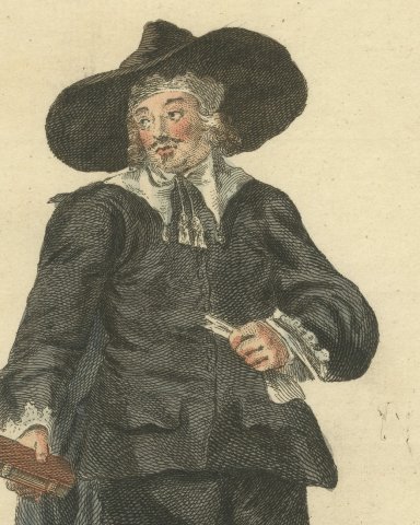 Oliverian, English Partisan of Cromwell in 1650, Jefferys Costume Print, 1757, close-up 1