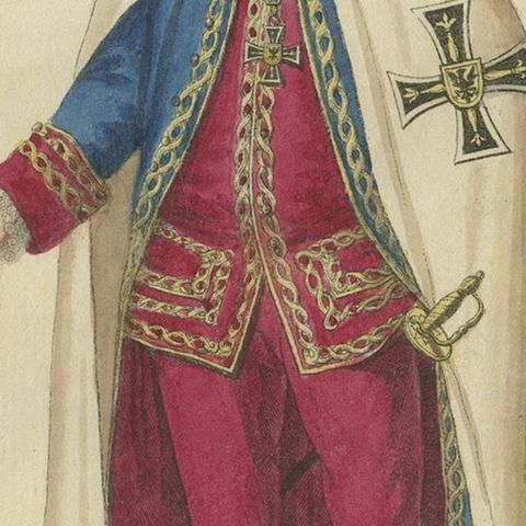 Grand Master of the Teutonic Order: 1791 Colored Engraving in Ceremonial Robes, close-up 5