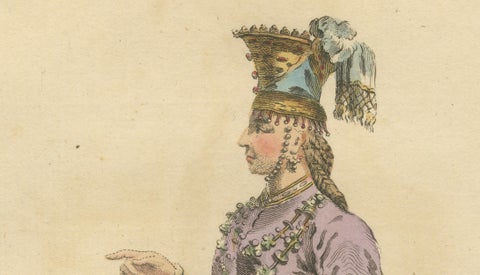 Antique Costume Print Lady of Macedonia Traditional Dress Jefferys, 1749, close-up 2