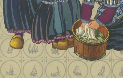 Marken Mourning Dress, Original 1932 Dutch Costume Print, close-up 2