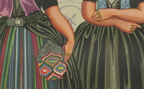 Lithograph of Walcheren Women’s Daily Dress with Bonnets and Beuk, ca. 1860–1890, close-up 3