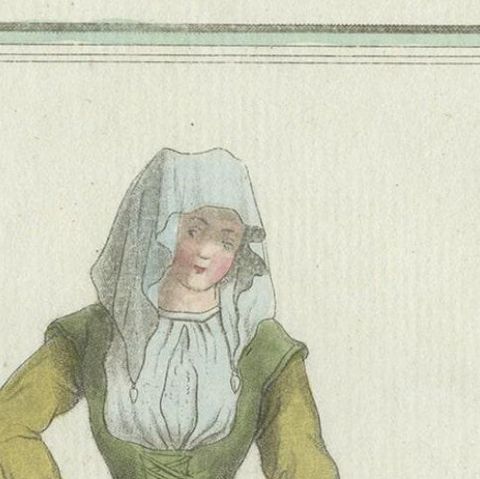 Antique Costume Print of the Province of Friesland in The Netherlands, c.1797, close-up 1