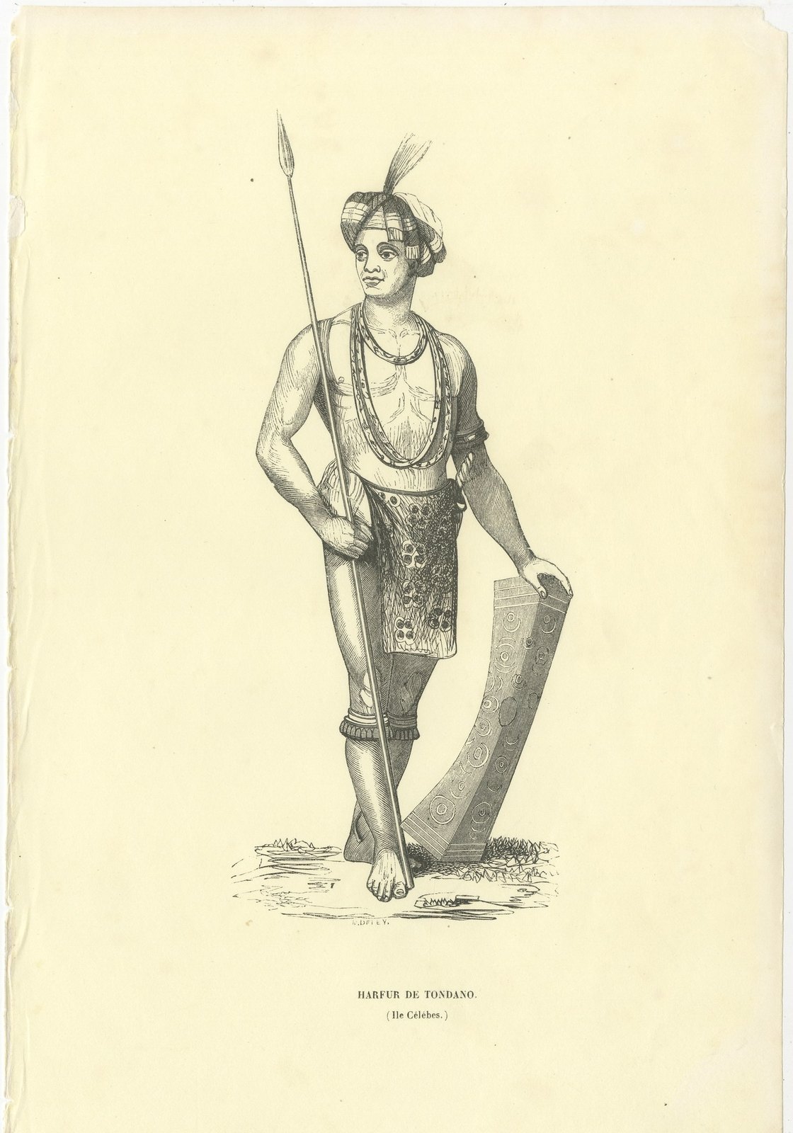 Harfur of Tondano, Antique Wahlen Costume Print, 1843-1844