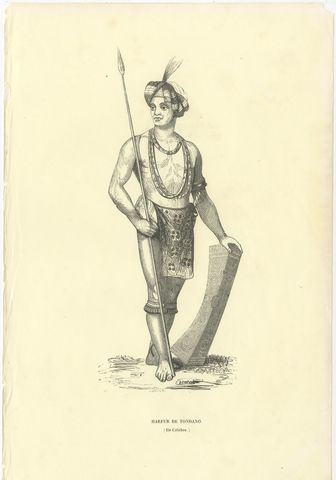 Harfur of Tondano, Antique Wahlen Costume Print, 1843-1844
