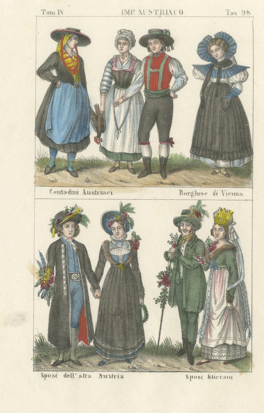 Austrian Peasants, Vienna Burgher and Bridal Couples of Austria and Styria, 1842