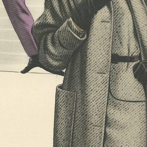 Vintage Fashion Print 'Pl.16504' Published in Le Tailleur Moderne, 1954, close-up 2
