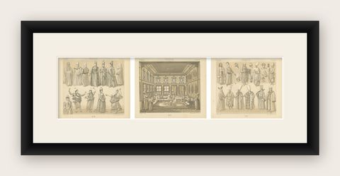 Ottoman Turkey Costume & Interior Lithographs, Paris c.1888 Set of 3, shown framed