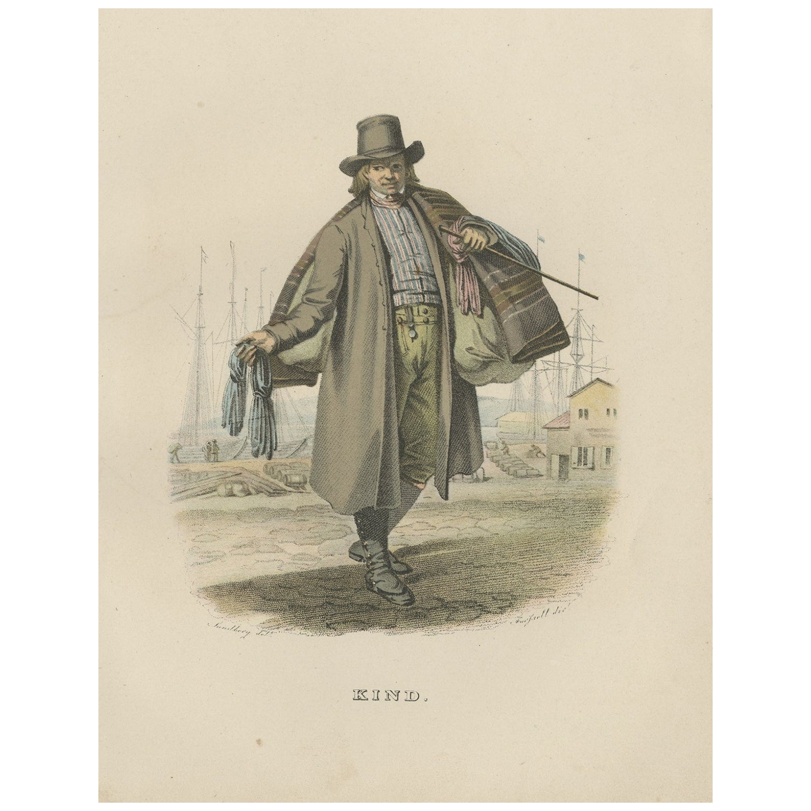 Antique Costume Print of Västergötland in Sweden, ca.1864