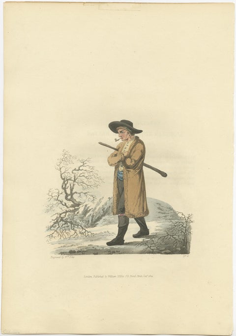 Old Antique Print of a Peasant of Upper Carniola, Slovenia, Eastern Europe, 1804, view 2