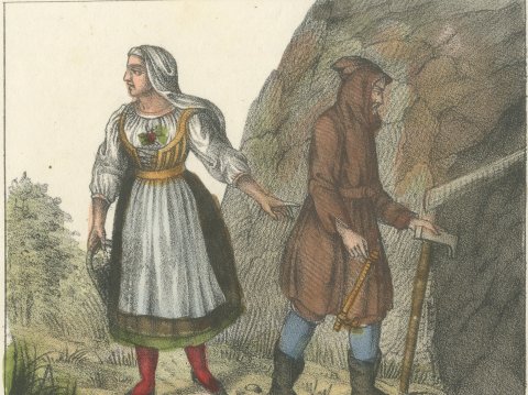 Carniolan Peasant Woman, Styrian Digger, Peasants of Istria and Carniola, 1842, close-up 1
