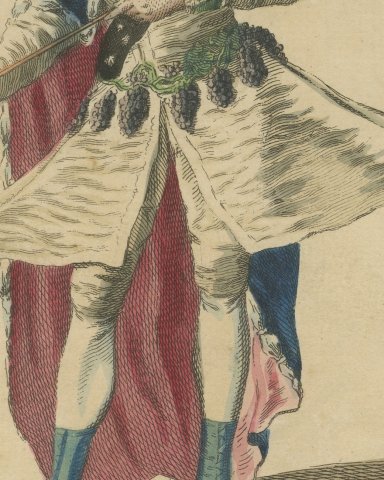 Comus in Milton's Masque of Comus, Georgian Stage Costume, Jefferys Print, 1757, close-up 2