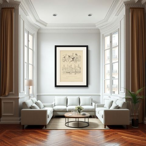 Ancient Scythians and Asia Minor Costumes, Antique Ethnographic Print, c.1905, shown framed in a room