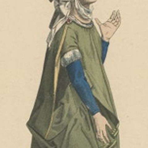 Antique Costume Print of a Lady from Burgundy, France, c.1880, close-up 1