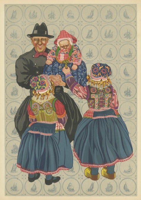 Traditional Dutch Costume from Marken, Men and Children in Festive Dress, 1932, close-up 6