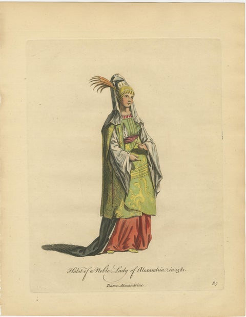 Habit of a Noble Lady of Alexandria in 1581, Elegant Ottoman Costume Print, 1749, view 2