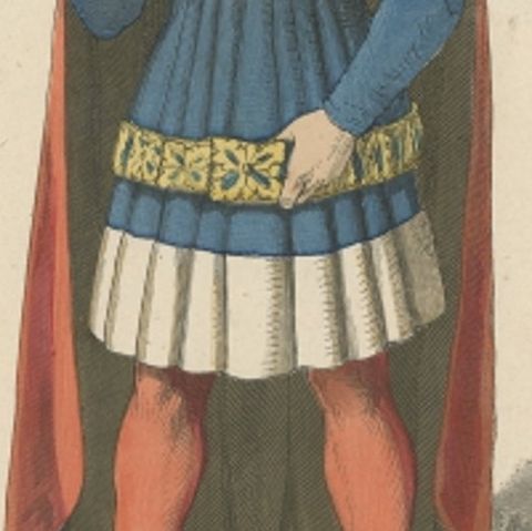 Antique Costume Print of a German Nobleman by Lipperheide, c.1880, close-up 2
