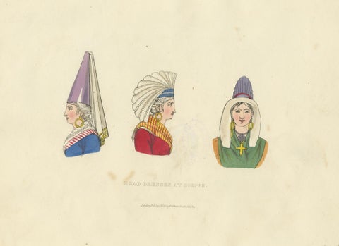 Traditional Head Dresses of Dieppe, France, Costume Study, 1823, close-up 5